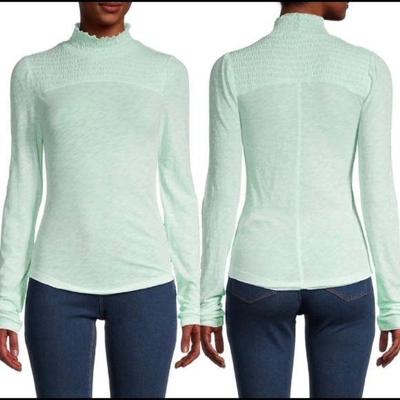 We The Free Tops - WE THE FREE AQUA CAROLINE SMOCKED SIZE SMALL BLOUSE